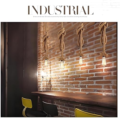 Miniatura 5 de 1 cabeza 1.5M cuerda de cáñamo vintage luz E26E27 base, lámpara de techo colgante, estilo retro para comedor, restaurante, bar iluminación (bombilla