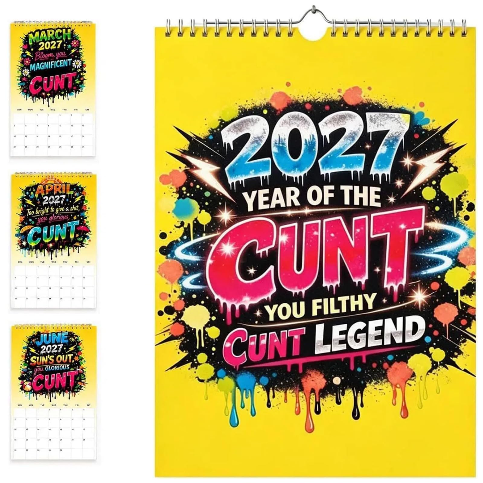 2027 Year of The C*nt Funny Wall Calendar Bold Graffiti Planner (A-1PC)