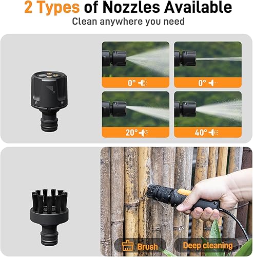 Miniatura 5 de Teslong Lavadora a presión eléctrica portátil con tanque de 12 L, diseño plegable, boquilla 4 en 1, carga tipo C, bolsa de almacenamiento de agua de