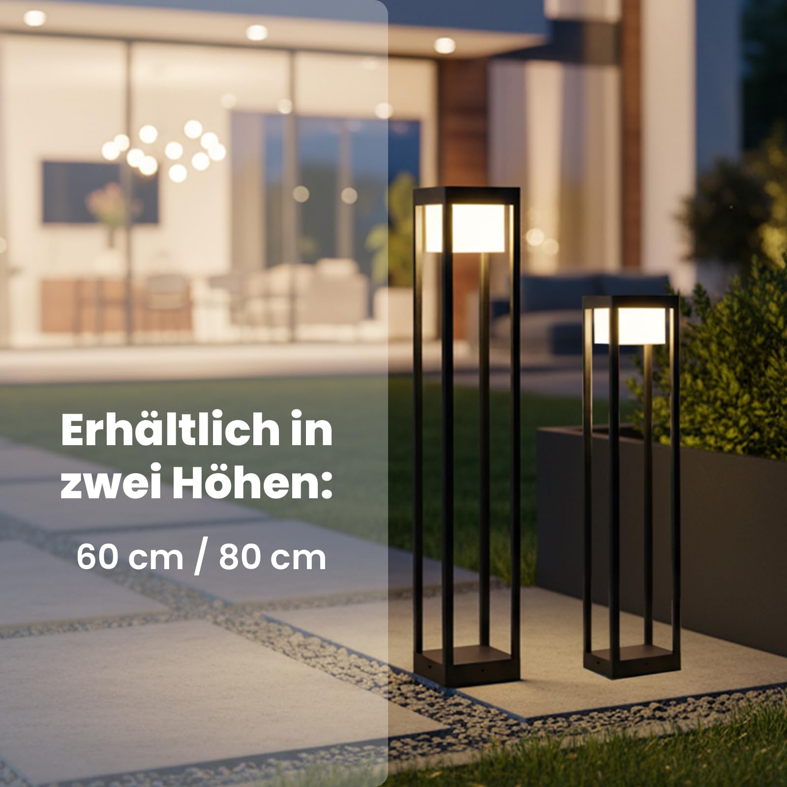 Lumiled LED Wegeleuchte 12W Außen Pollerleuchte 1140Lm 3000K IP54 80cm Schwarz Aluminium Wegbeleuchtung Außenleuchte Außenbeleuchtung Gartenleuchte Wegelampe stehend spritzwasserdicht warmweiß