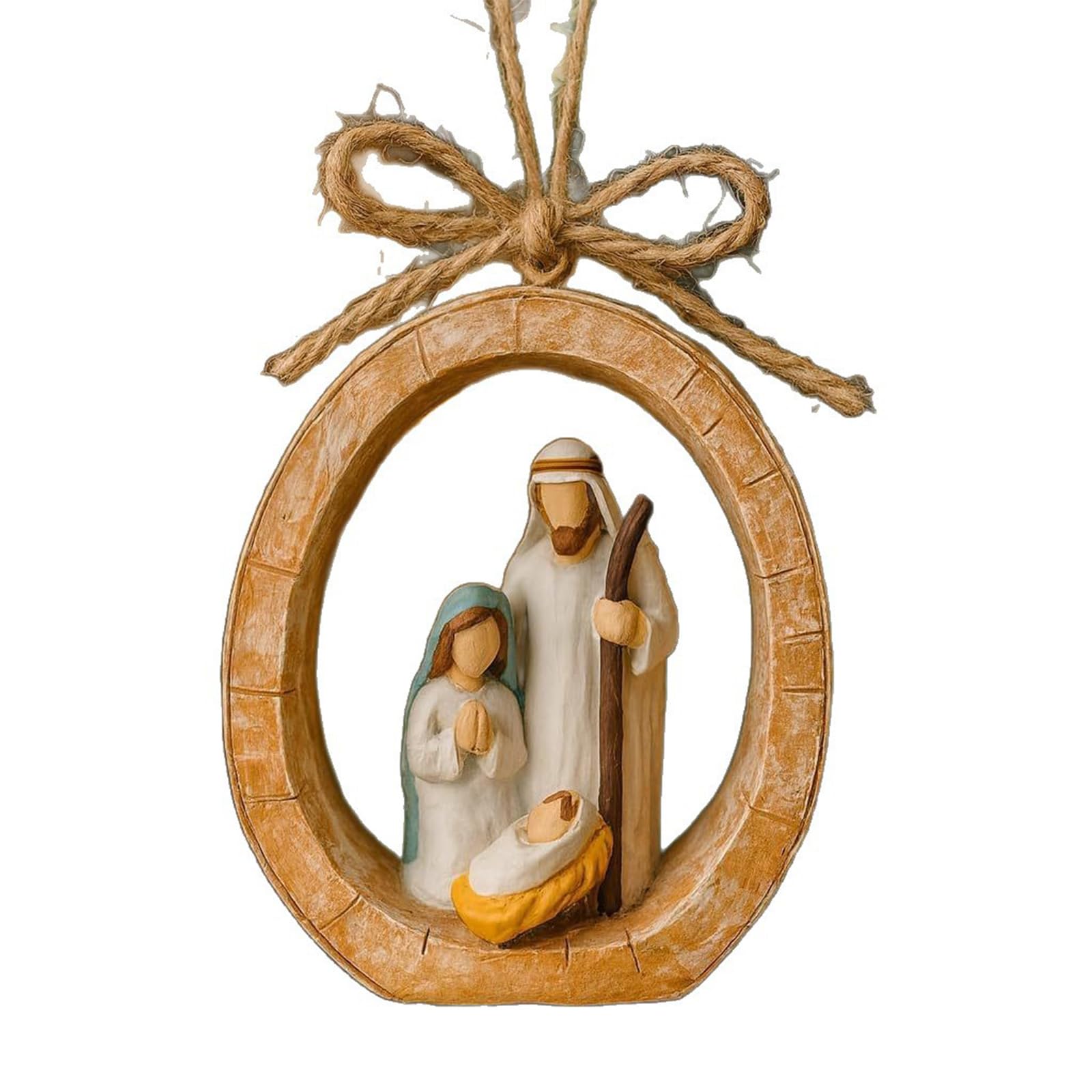Buxuaaaa Hand Painted Nativity Scene Resin Ornament Home Decoration Artistically Christmas Decoration