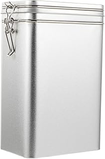 HIAKDOFT Edelstahl Luftdichte Kaffeedose mit Aromaverschluss Rechteckiger Vintage Kaffeebehälter aus Lebensmittelechtem Zinnblech Robust und Stilvoll für Bohnen und Teelagerung