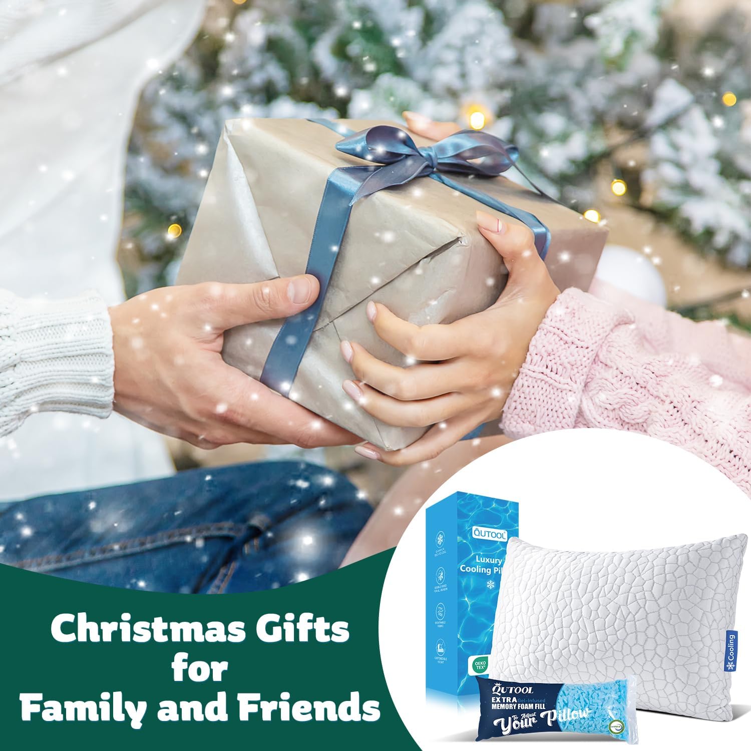 QUTOOL Shredded Memory Foam Pillows for Sleeping, King Size Pillow, Luxury Cooling Body Pillows for Adults