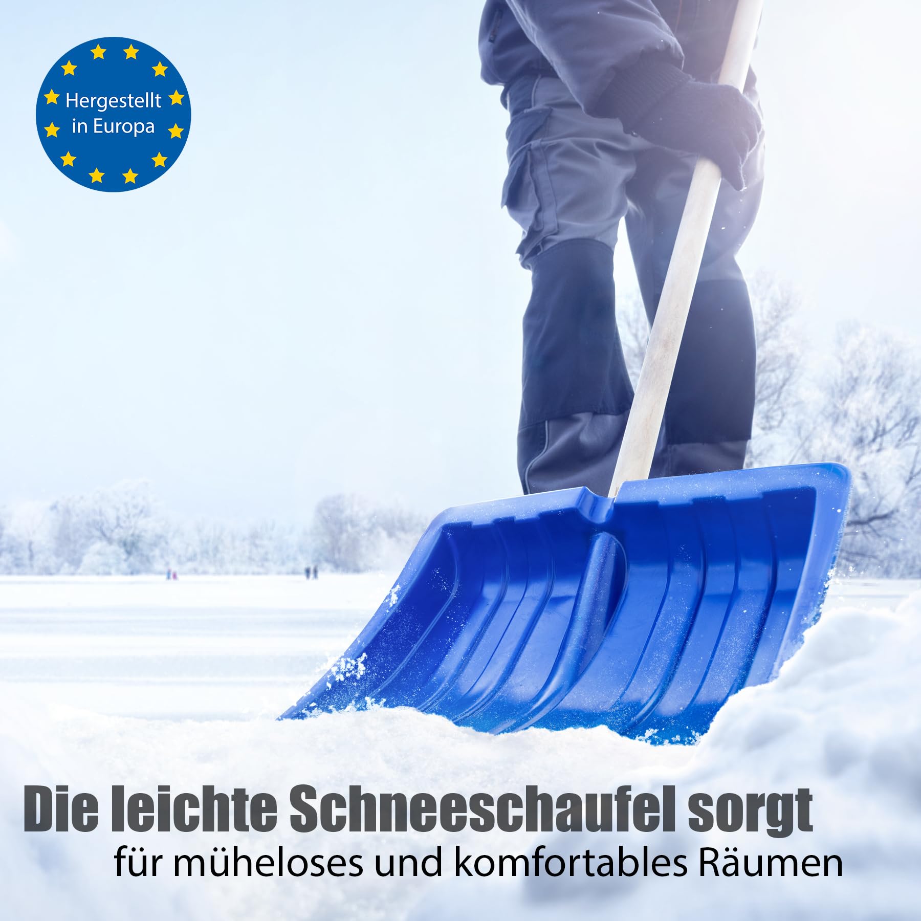 BigDean 2 Stück Schneeschaufel Stabiler Verstellbarer (!!) Teleskopstiel – Schneeschieber Made in Europe