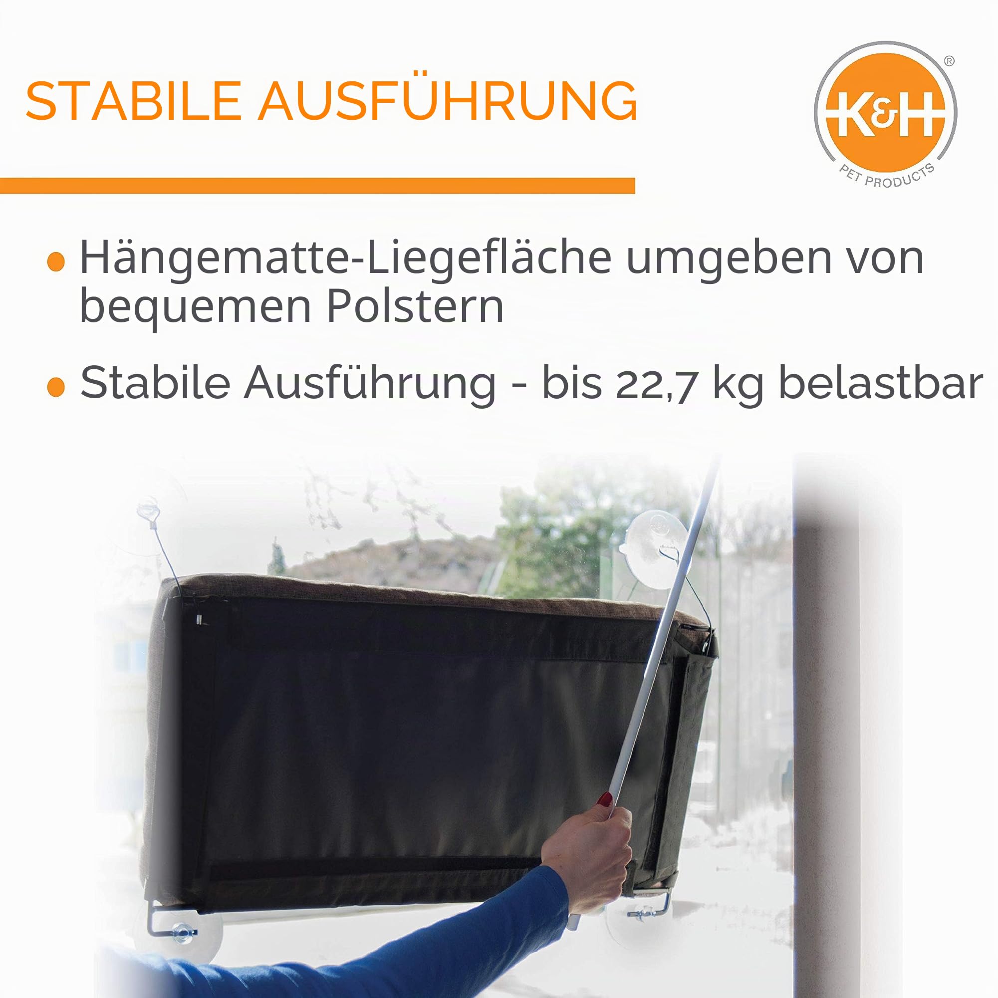 K&H 779090 Haustierprodukte, EZ Kitty Sill Deluxe mit Polster, luxuriöses Fenster-Katzenbett