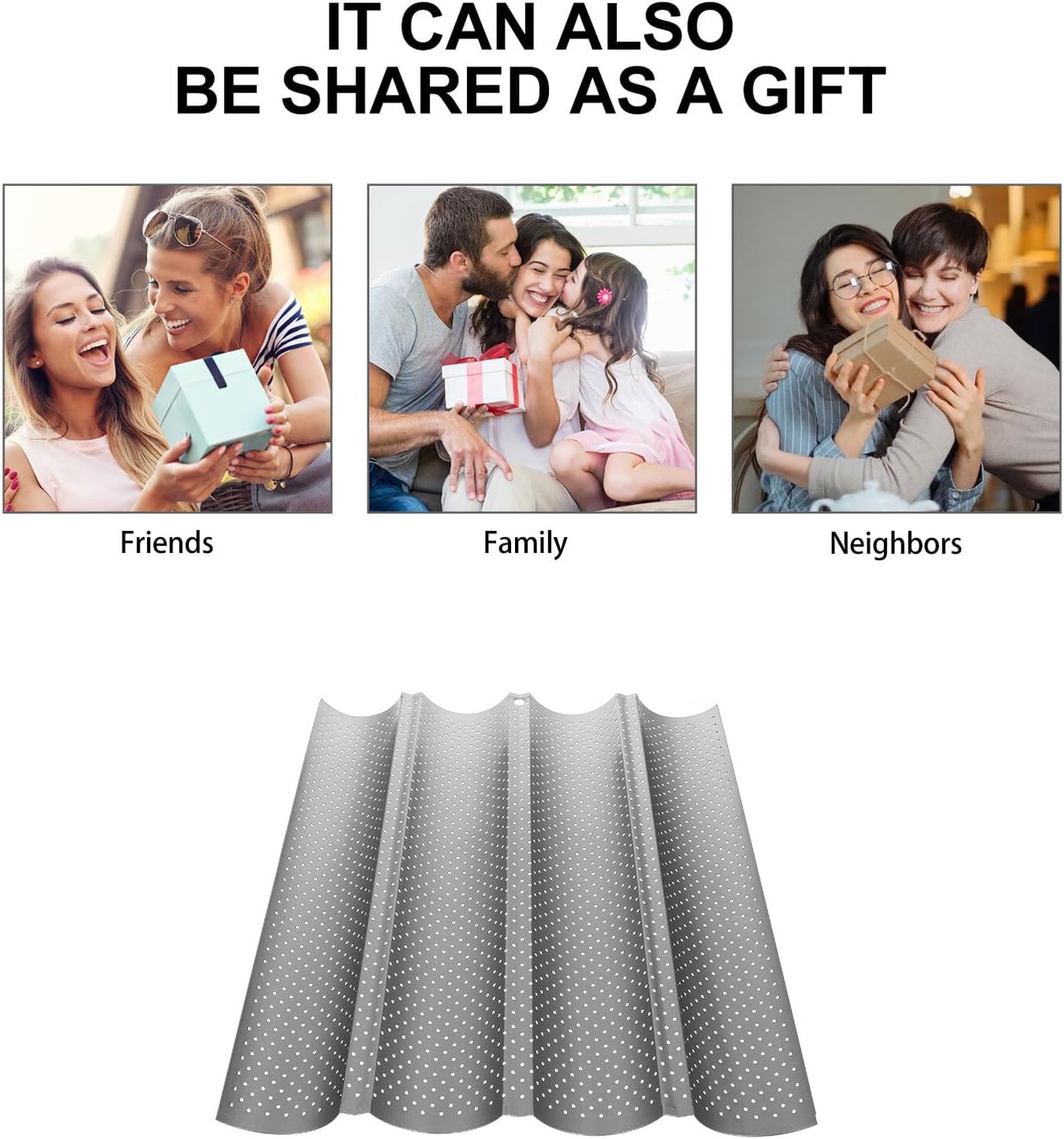 Four-groove Non-stick Carbon Steel French Bread Baking Pan with Even Heat Loaf Mold for Oven Baking Four Loaves Simultaneously and Energy Saving