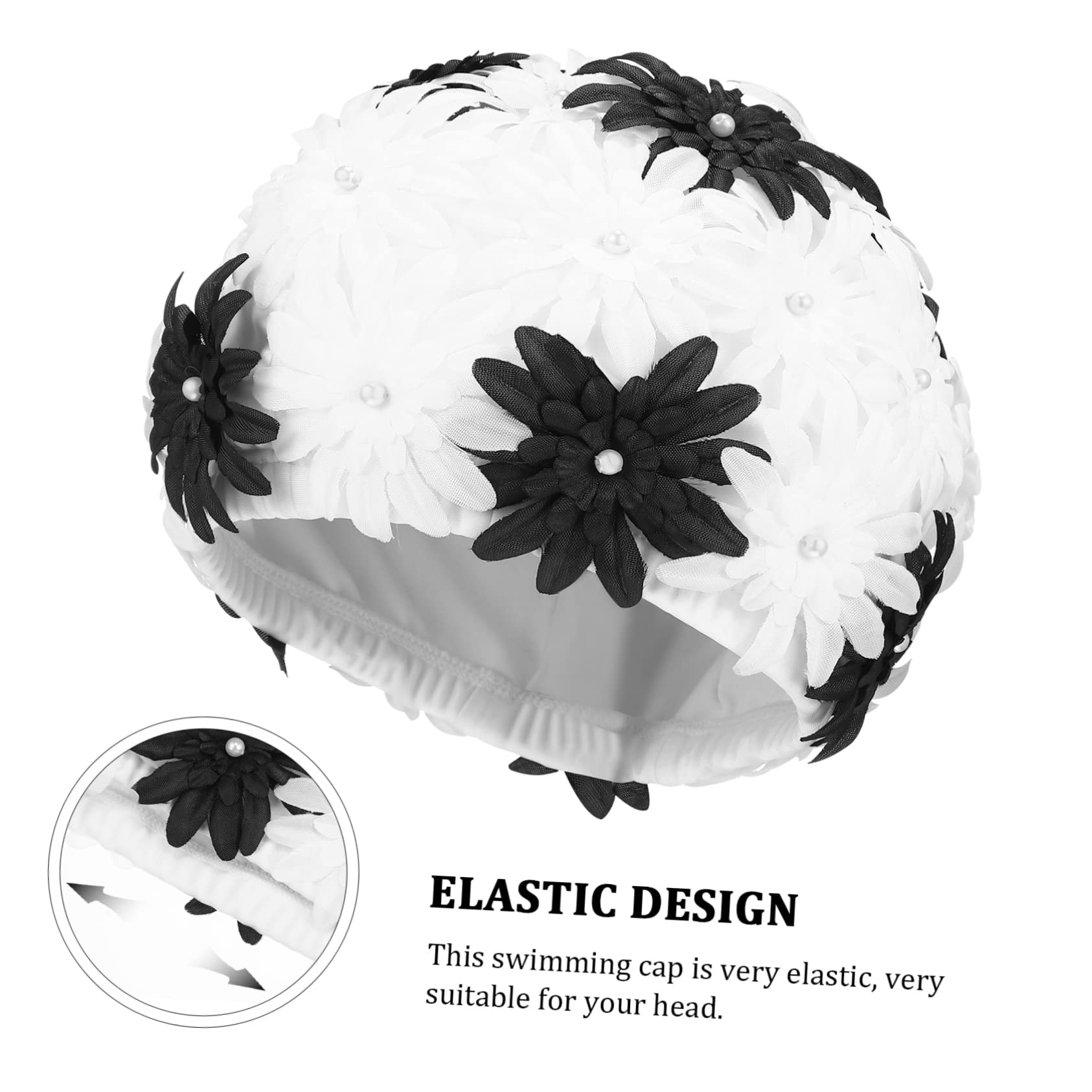 LIOOBO Gorro de baño con Flor de Exterior Adulto Perlas Gorra de baño balones Futbol Gorro de Ducha Gorras de natación Gorro de baño Dama el Sombrero es de