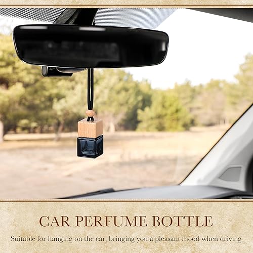Miniatura 5 de BBTO Ambientador colgante para automóvil, botella de perfume de vidrio vacía, difusor de botella de perfume para aceites esenciales, fragancia,