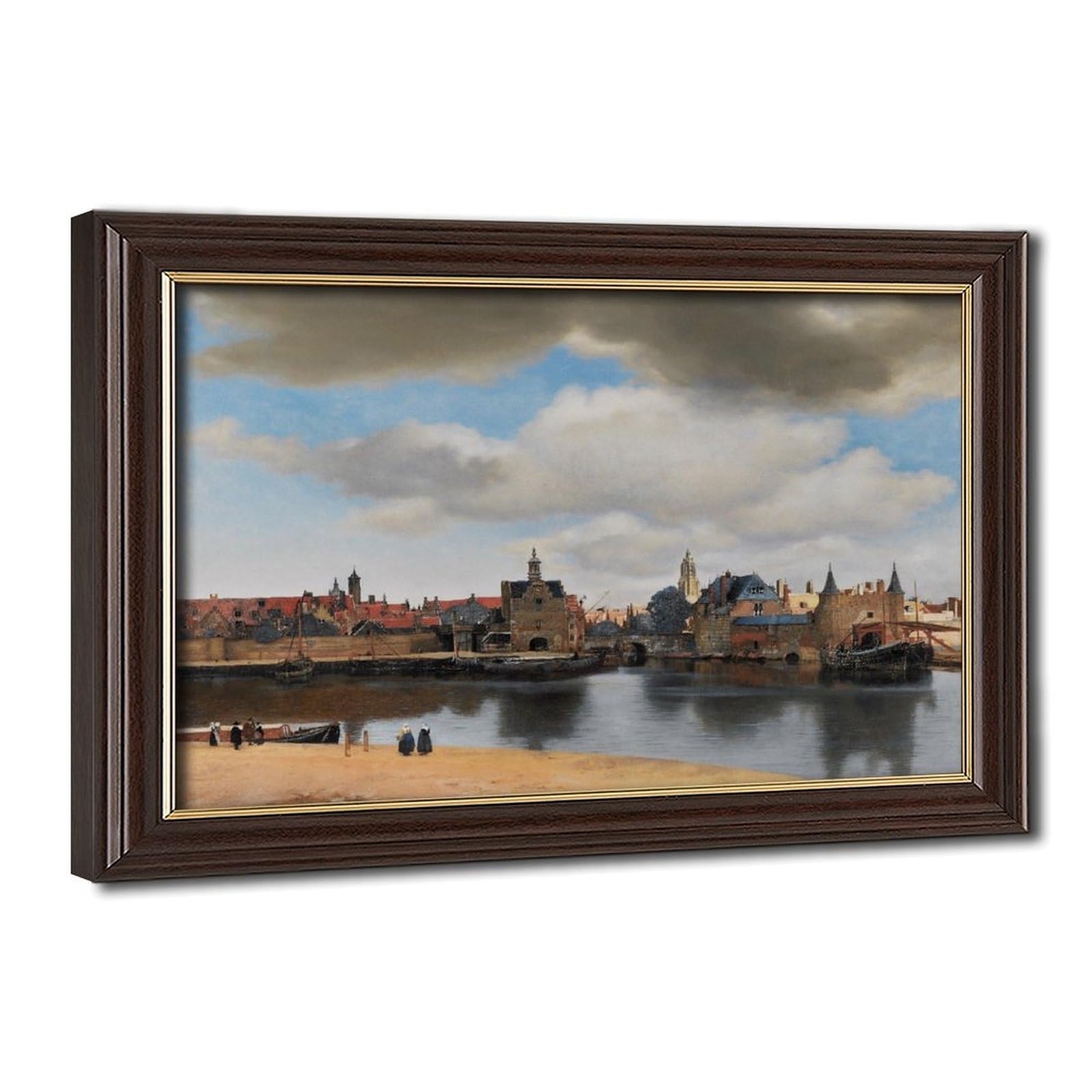 WCYB View of The Delft 1661 by Johannes Vermeer Posters Prints Canvas Deco Paintings Wall Art Hangable Frame 12" L X 18" W