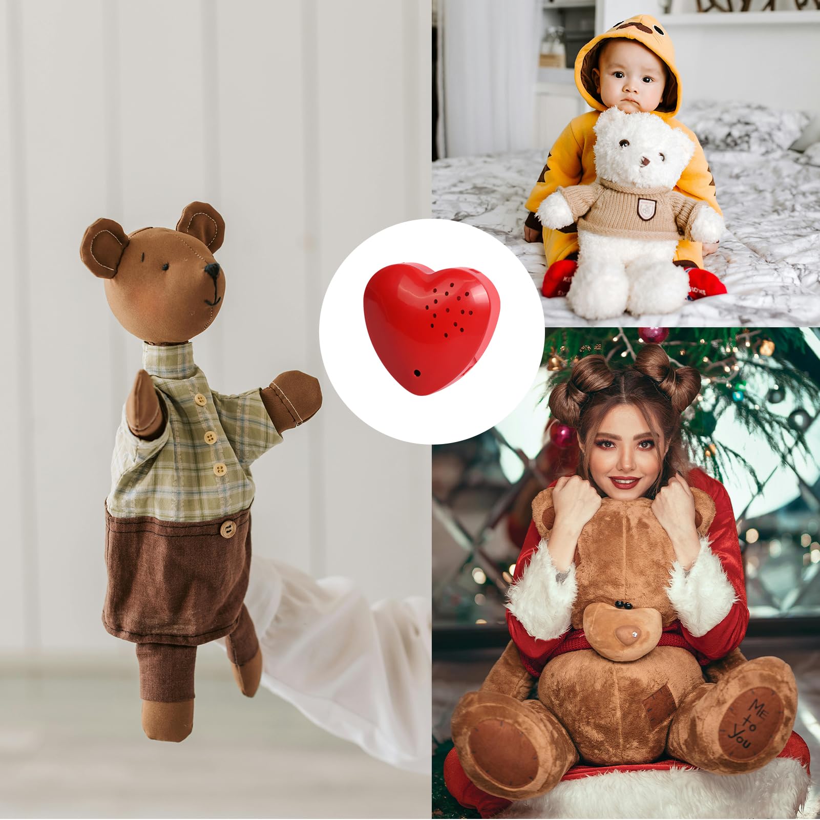WJ00004 Dictaphone pour animaux en peluche, enregistrement de 30 secondes, module sonore amovible, dictaphone en forme de cœur, boîte vocale pour parler, accessoires pour jouets en peluche DIY