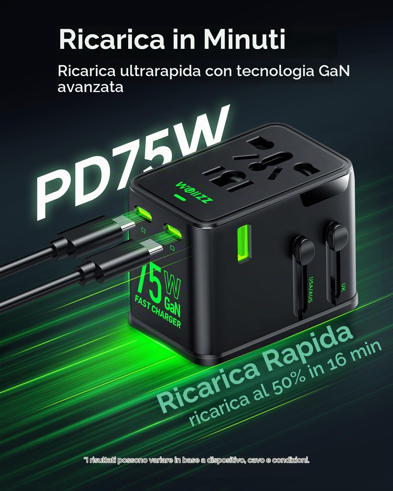 wollz Adattatore da viaggio 75W — immagine 2 di 14