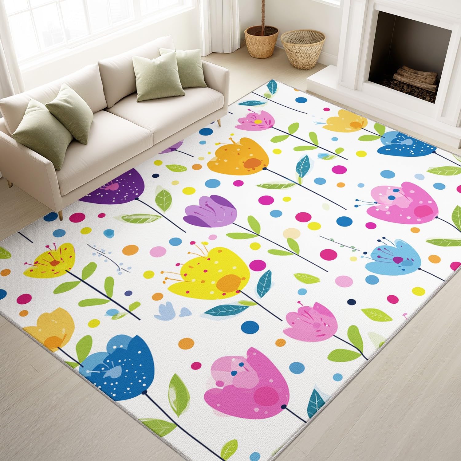 Tapis doux à poil bas 140x200 cm facile à nettoyer pour enfant