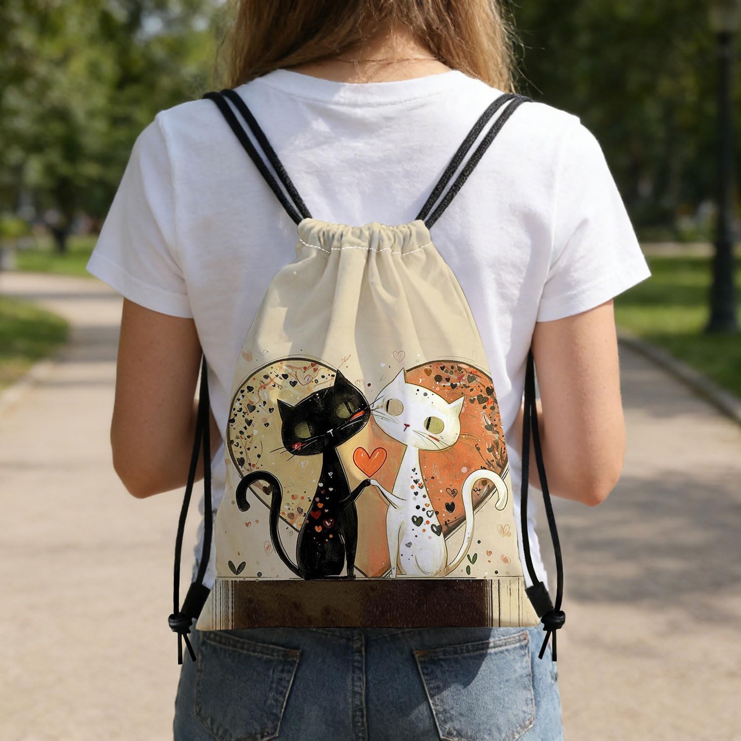 Black Cat Dual-Sided Print Drawstring Bag -3 image 3