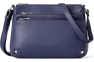 Women's Medium-Sized Blue Crossbody and Shoulder Handbags: Satchel Purse with Multiple Zippered Pockets