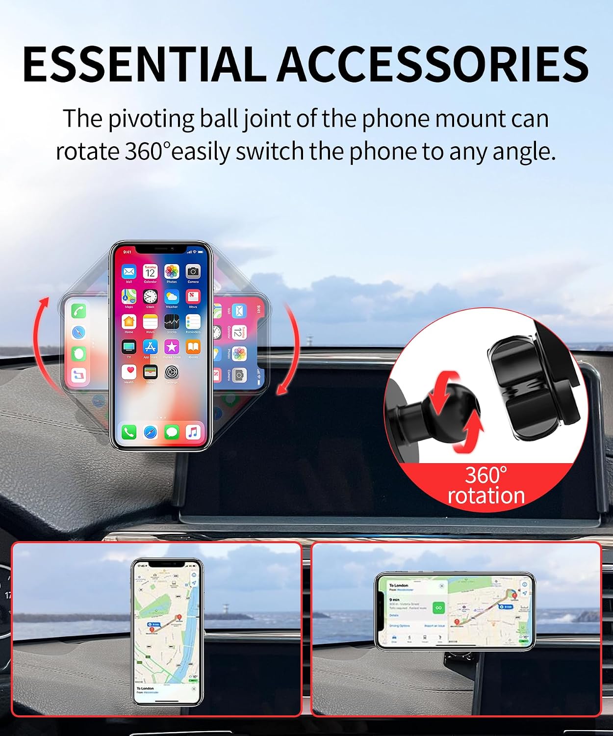 Car Phone Holder for 2014-2021 BMW 2 Series / 2012-2018 BMW 3 Series / 2014-2020 BMW 4 Series Accessories 8.8-Inch Screen Fixed Clip, 360° Rotation Phone Mount Compatible with MagSafe