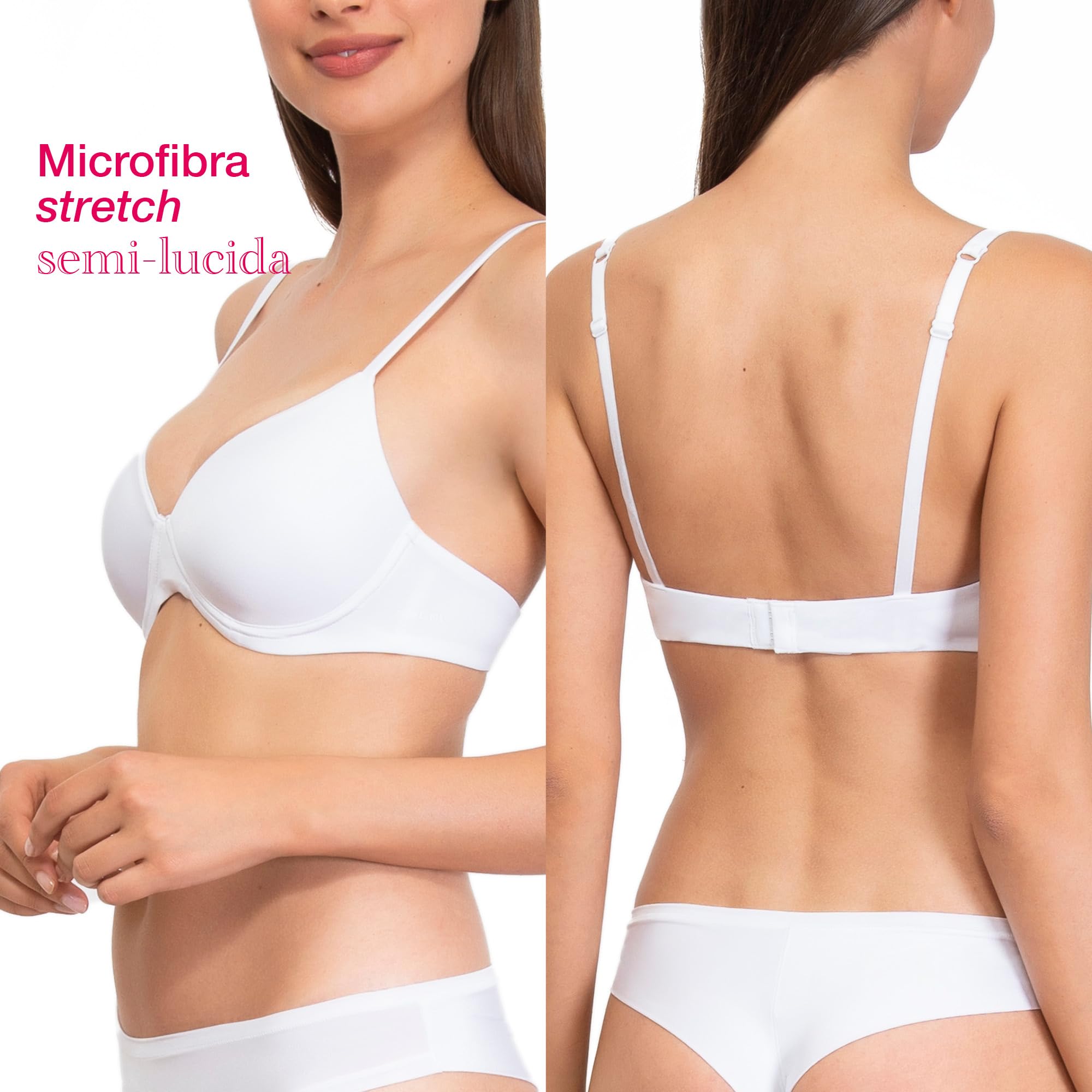 SÌèLEI, Reggiseno con Coppe Graduate, Realizzato in Morbida Microfibra, con Finiture Invisibili e Senza Ferretto, Designed in Italy