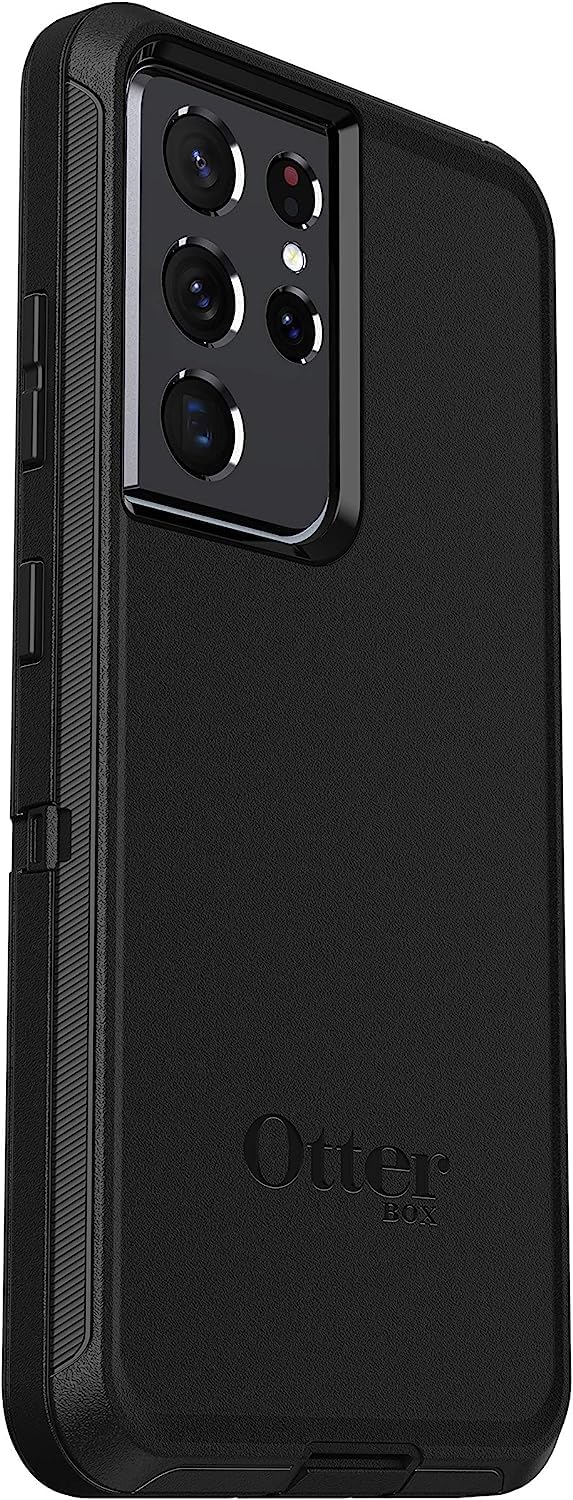 OtterBox Defender Series Schutzhülle für Galaxy S21 Ultra 5G, Bildschirmlose Edition, robust und langlebig, mit Portschutz, Holsterclip enthalten, Keine Einzelhandelsverpackung, Schwarz