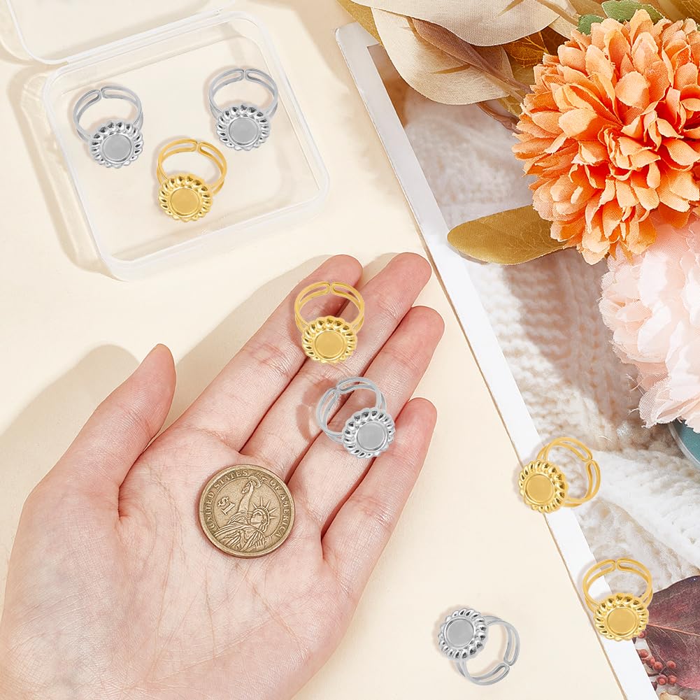 Destockage Lot De 10 Bagues Réglables Filigranées Métal Argent Pour Cabochon 8mm - Mercerie