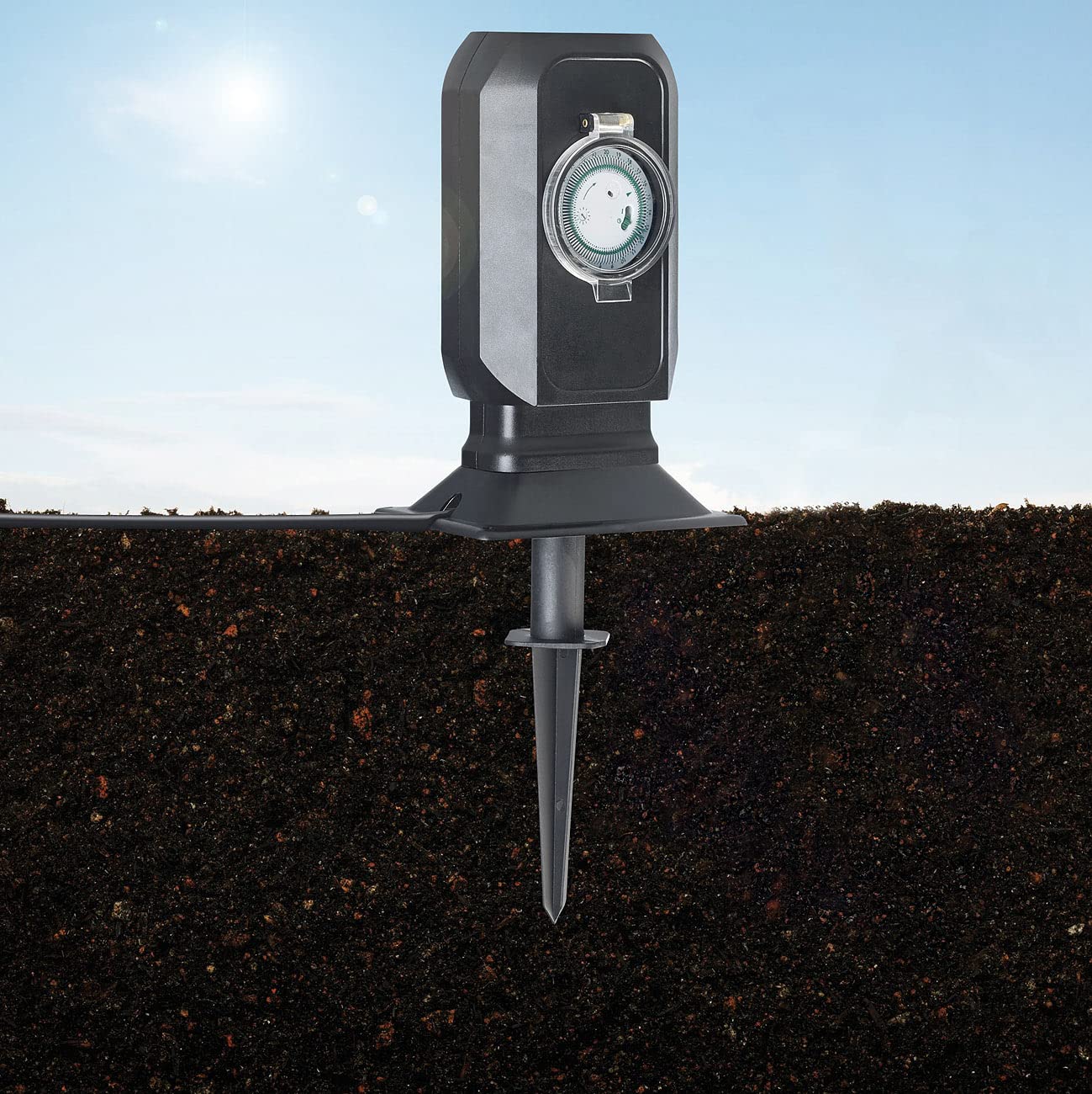 Royal Gardineer Timer Steckdose aussen: 2er-Set 2-fach-Garten-Steckdose mit Zeitschaltuhr, bis 3.680 Watt, IP4 (Outdoor Steckdose Zeitschaltuhr, Garten-Steckdose mit Timer, Verlängerungskabel)