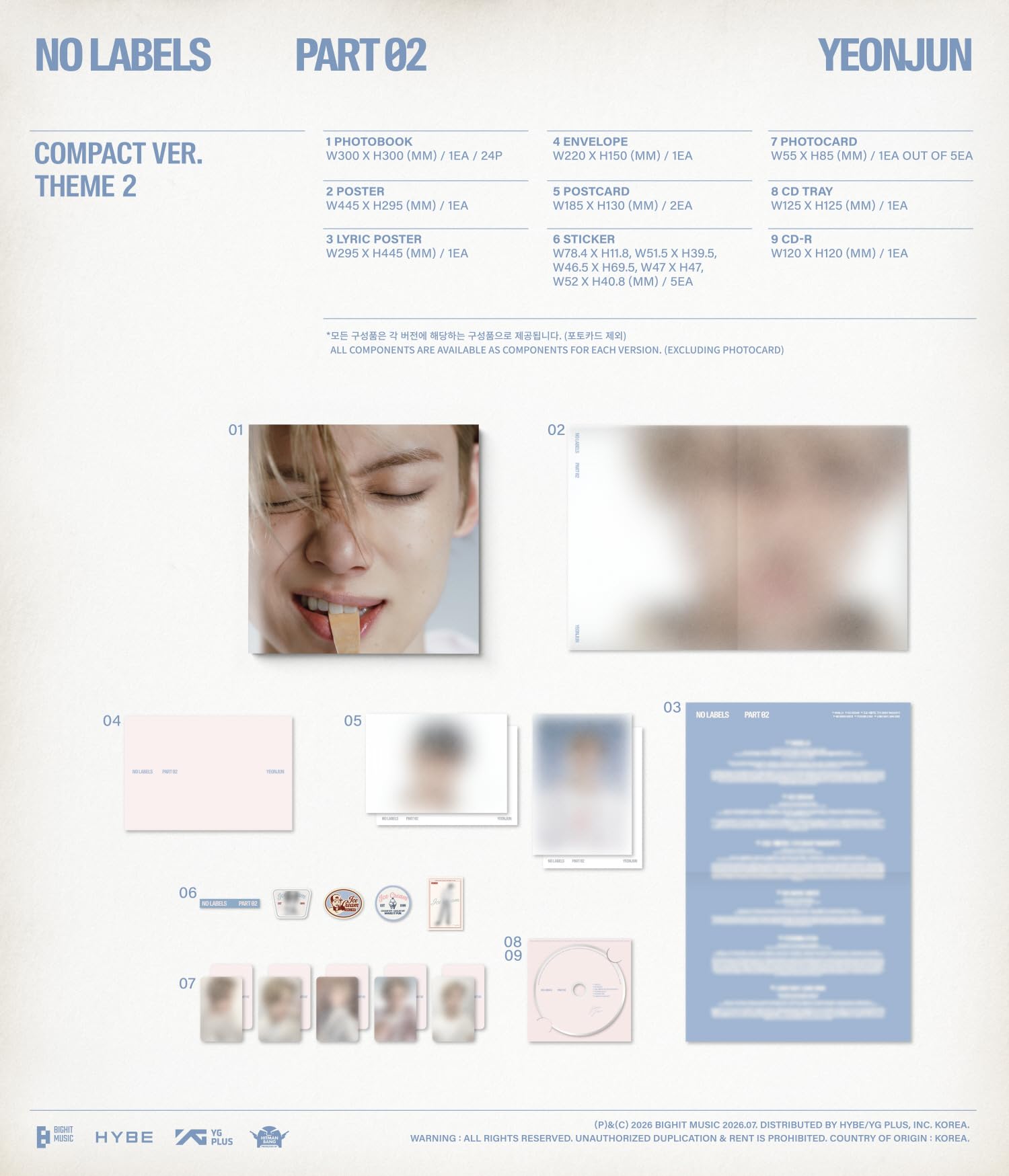 (Juego compacto: 1+2+3) TXT Yeonjun NO LABELS : Parte 02 2º mini álbum con seguimiento de Tomorrow X Together