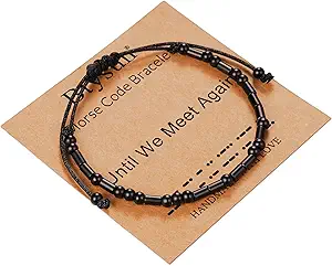 Morse Code Bracelets for Women Inspirational Gifts for Her Adjustable Black Adjustable Braided Men Bracelets Motivational Best Friend Birthday Gifts for Sister Daughter Mom Dad Christmas Jewelry…