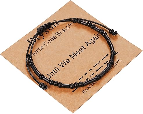 Morse Code Bracelets for Women Inspirational Gifts for Her Adjustable Black Adjustable Braided Men Bracelets Motivational Best Friend Birthday Gifts for Sister Daughter Mom Dad Christmas Jewelry…