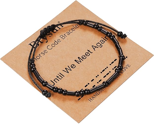 Morse Code Bracelets for Women Inspirational Gifts for Her Adjustable Black Adjustable Braided Men Bracelets Motivational Best Friend Birthday Gifts for Sister Daughter Mom Dad Christmas Jewelry…