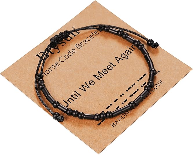 Morse Code Bracelets for Women Inspirational Gifts for Her Adjustable Black Adjustable Braided Men Bracelets Motivational Best Friend Birthday Gifts for Sister Daughter Mom Dad Christmas Jewelry…