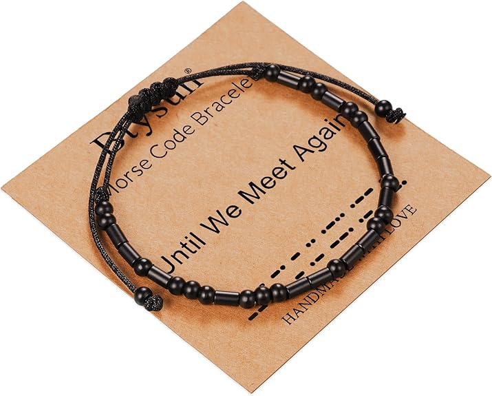 Morse Code Bracelets for Women Inspirational Gifts for Her Adjustable Black Adjustable Braided Men Bracelets Motivational Best Friend Birthday Gifts for Sister Daughter Mom Dad Christmas Jewelry…