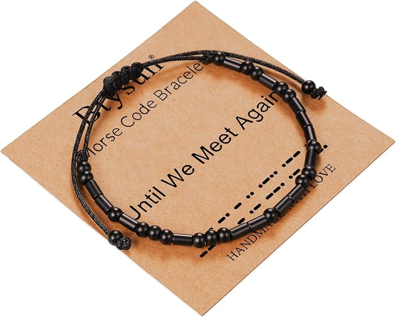 Morse Code Bracelets for Women Inspirational Gifts for Her Adjustable Black Adjustable Braided Men Bracelets Motivational Best Friend Birthday Gifts for Sister Daughter Mom Dad Christmas Jewelry…