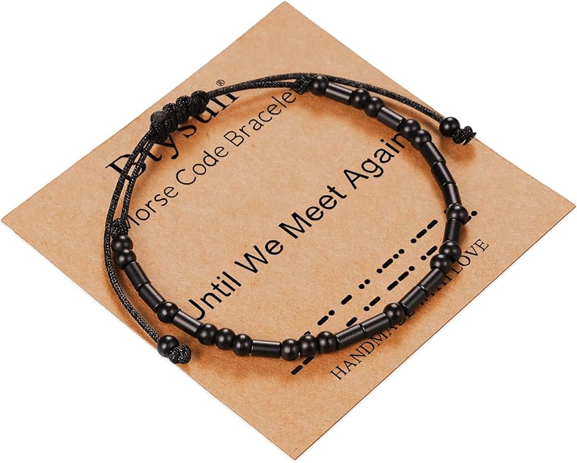Morse Code Bracelets for Women Inspirational Gifts for Her Adjustable Black Adjustable Braided Men Bracelets Motivational Best Friend Birthday Gifts for Sister Daughter Mom Dad Christmas Jewelry…
