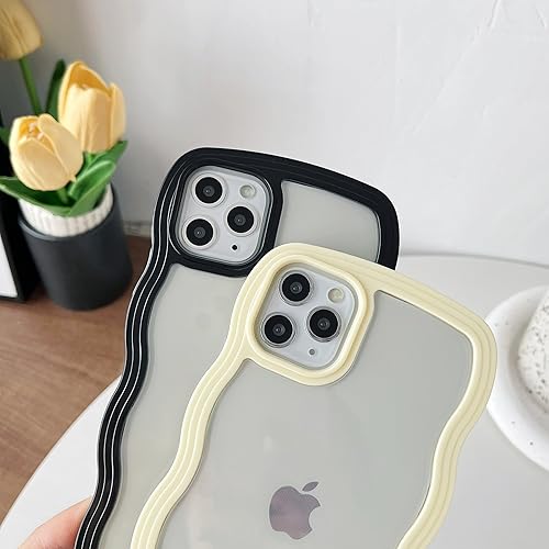 Miniatura 3 de Caseative Funda para iPhone 11 Pro Max, bonita forma de marco ondulado rizado, a prueba de golpes, suave, compatible con iPhone (amarillo, iPhone 11