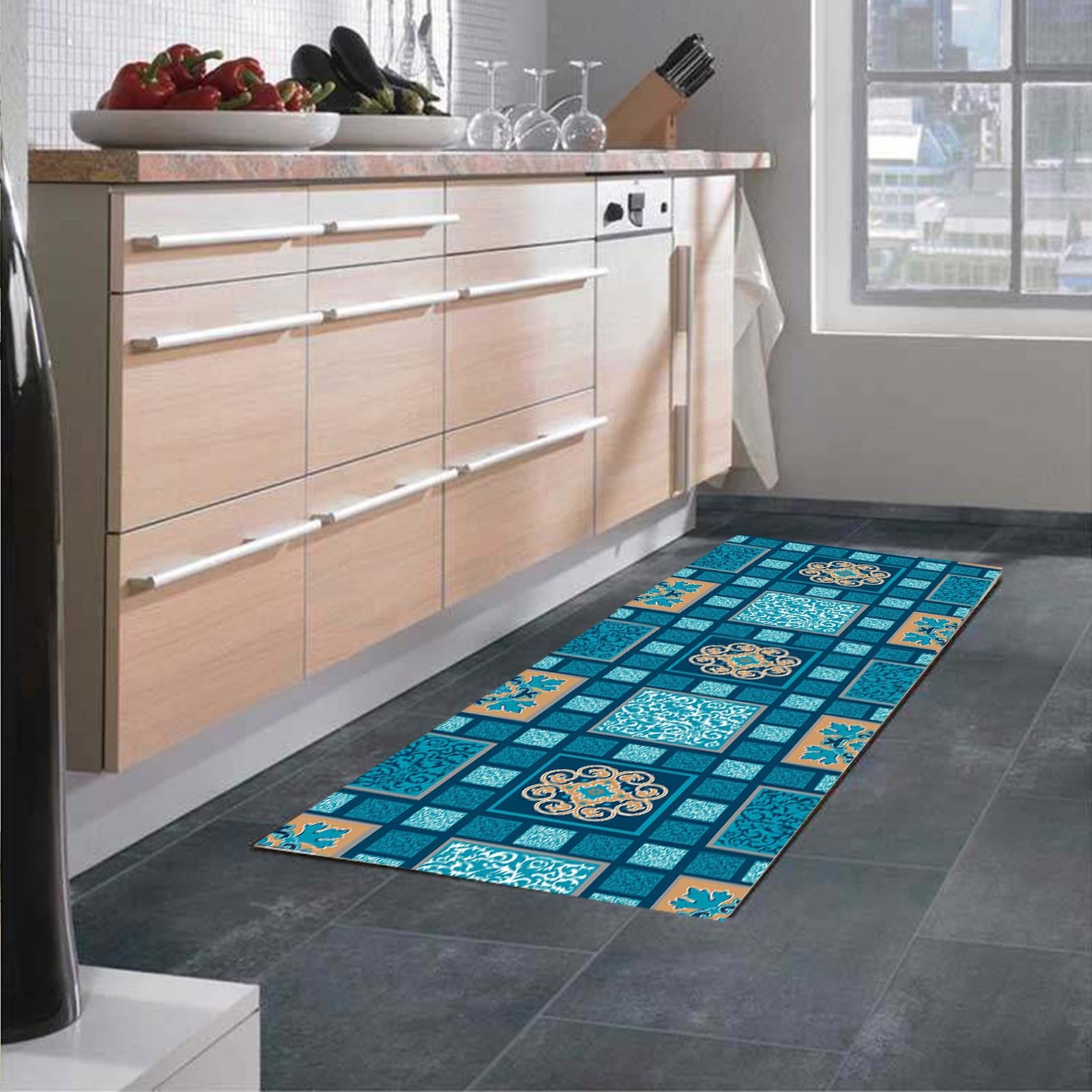 Alfombras antideslizantes y lavables de pasillo para cocina paquete de 9 alfombras largas de goma
