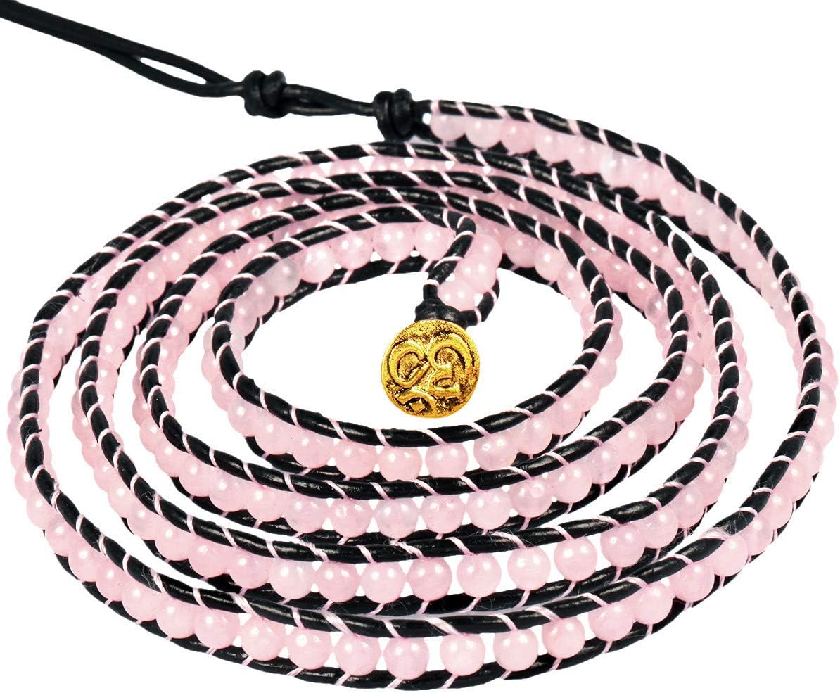 Nupuyai Handmade Leather Beaded Stone Wraps Bracelet Collection for Unisex