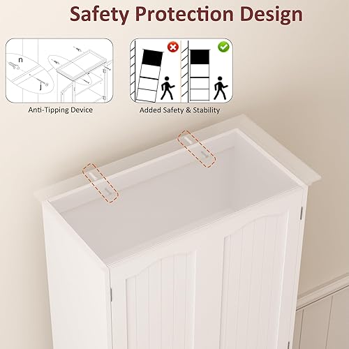 Miniatura 35 de Function Home Armario de almacenamiento alto para baño, despensa de cocina delgada de 64 pulgadas con almacenamiento de puerta, armarios 64" Blanco