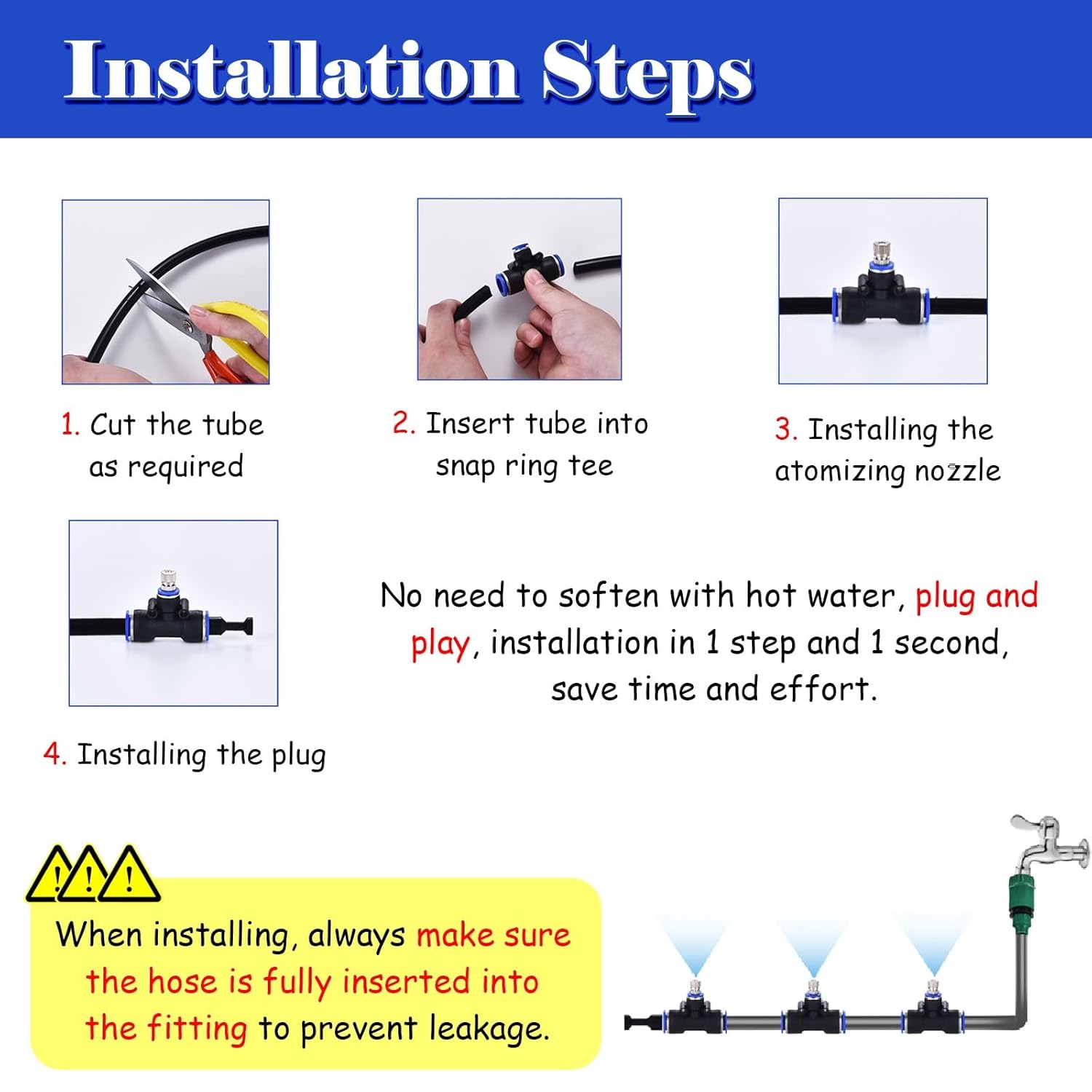 Misting Water Irrigation Kit for Farms - Adjustable Water Output Cooling System for Cattle, Chicken, Pig & Plant Watering - Outdoor Use