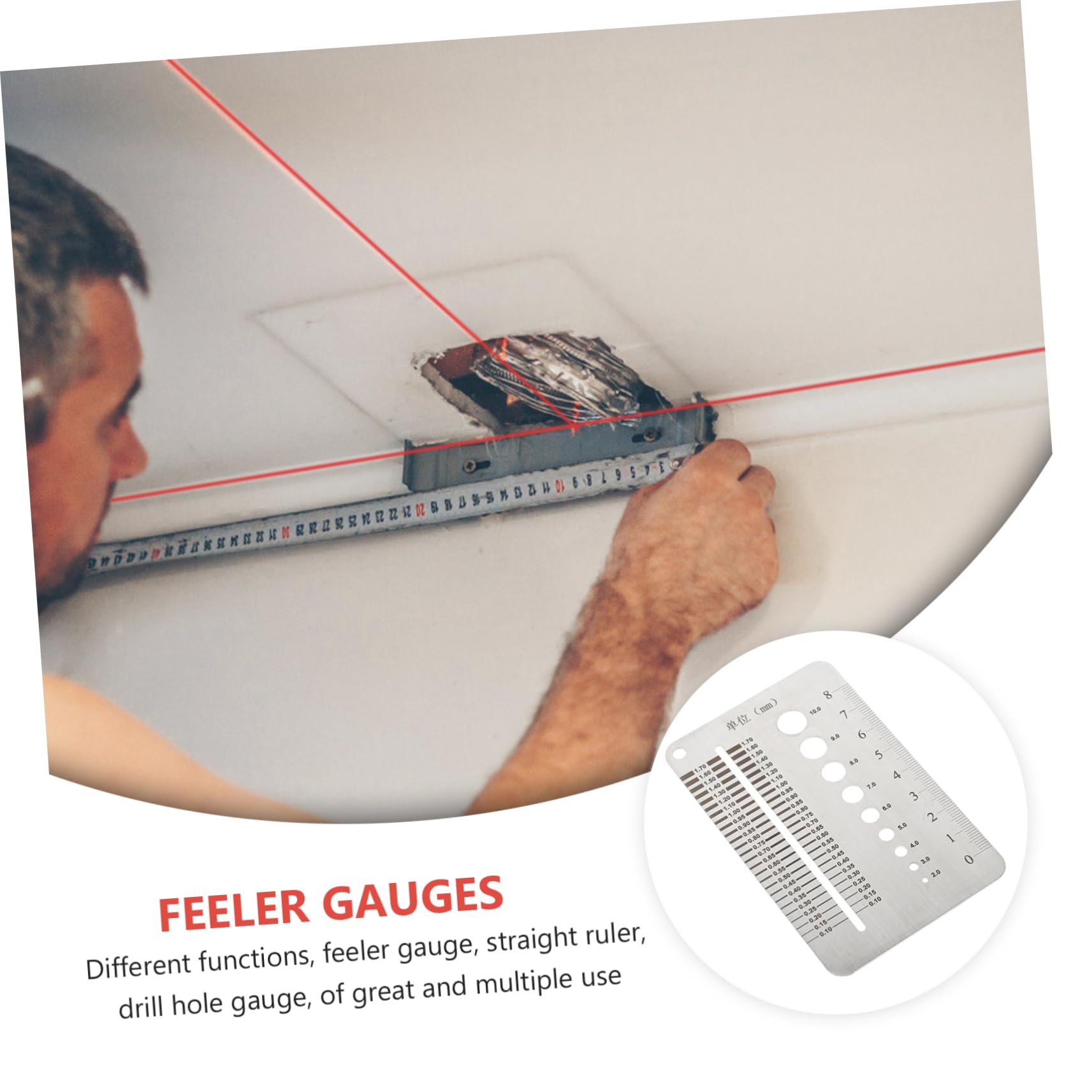 NAMOARLY Feeler Gauge Straight Ruler Drill Bit Gauge Taper Gauge Pore Size Gauge Thickness Measuring Tool Gaps Gauge