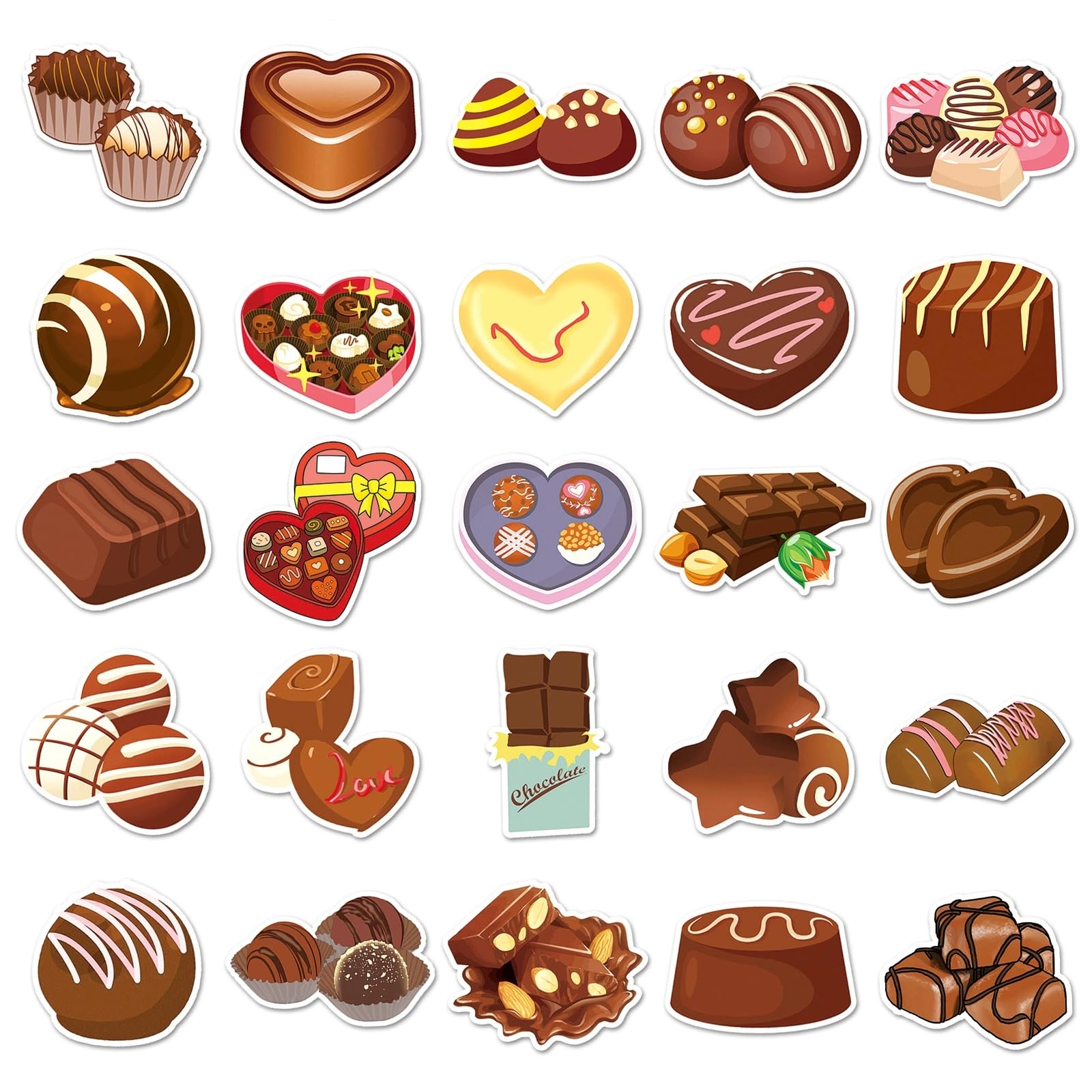 50Pcs ChocolateWaterproof Vinyl Decals for Water Bottles Laptop Luggage Cup Computer Mobile Phone Skateboard Cartoon Cute Chocolate Stickers Pack Stickers for Kids,Toddlers,Teens,Girls - Image 3