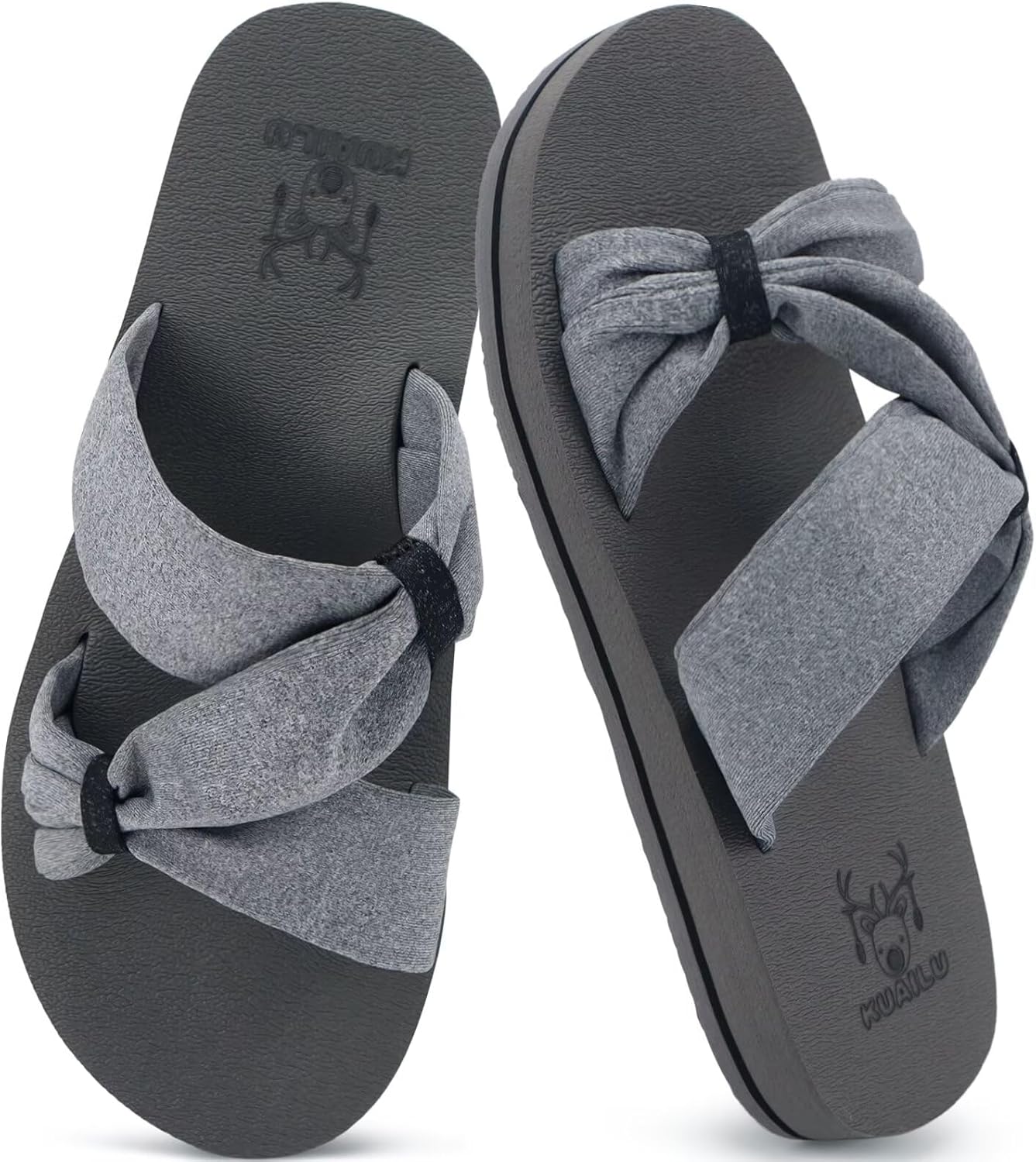 KuaiLu Womens Dressy Bow Sandals Arch Support Yoga Foam Cushion Comfortable Walking Slides Open Toe Summer Beach Indoor Outdoor Slippers - Image 8