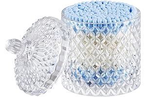 Elegant Q Tip and Cotton Ball Holder Glass Apothecary Jar with Lid...