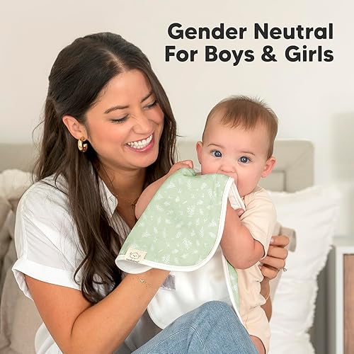 Miniatura 8 de Paños orgánicos para eructos para bebés niños y niñas, paquete de 5 paños de algodón súper absorbentes para bebés, trapos suaves y afelpados para