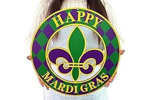 Mardi Gras Decorations & Hanging Sign, Happy Mardi Gras Wooden Door Sign