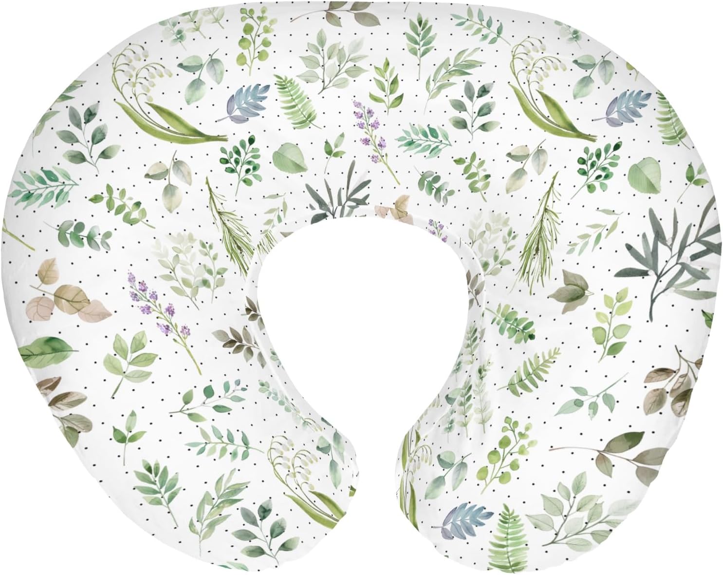 Watercolor Greenery Leaves Floral Baby Nursing Pillow Covers for Boy Girl Boho Green Leaves Nursing Pillowcase for Breastfeeding Pillows Summer Meadow Soft Stretchy Slipcovers for Newborn Infant