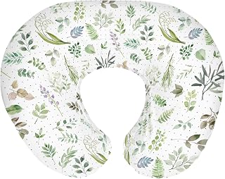 Watercolor Greenery Leaves Floral Baby Nursing Pillow Covers for Boy Girl Boho Green Leaves Nursing Pillowcase for Breastfeeding Pillows Summer Meadow Soft Stretchy Slipcovers for Newborn Infant