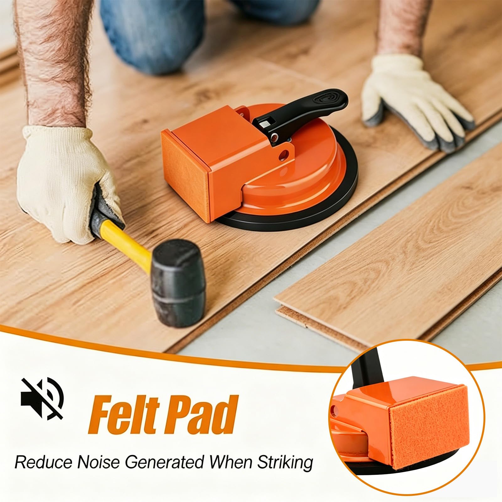 Floor Gap Fixer Tool,2026 New Heavy Duty Floor Gap Fixer with Enhanced Vacuum Suction Cup for Laminate, Wood & Vinyl Tile Flooring (Orange) — view 6