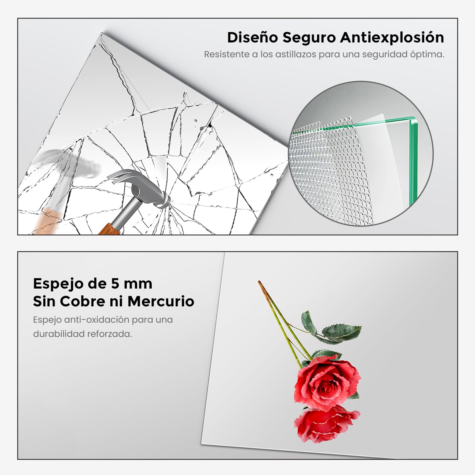 S'AFIELINA Espejo Baño con Estante 80x60 cm, Espejo de Pared | Espejo de Baño con Estante, Diseño Decorativo para Entrada, Dormitorio y Salón, Organizador de Pared Moderno