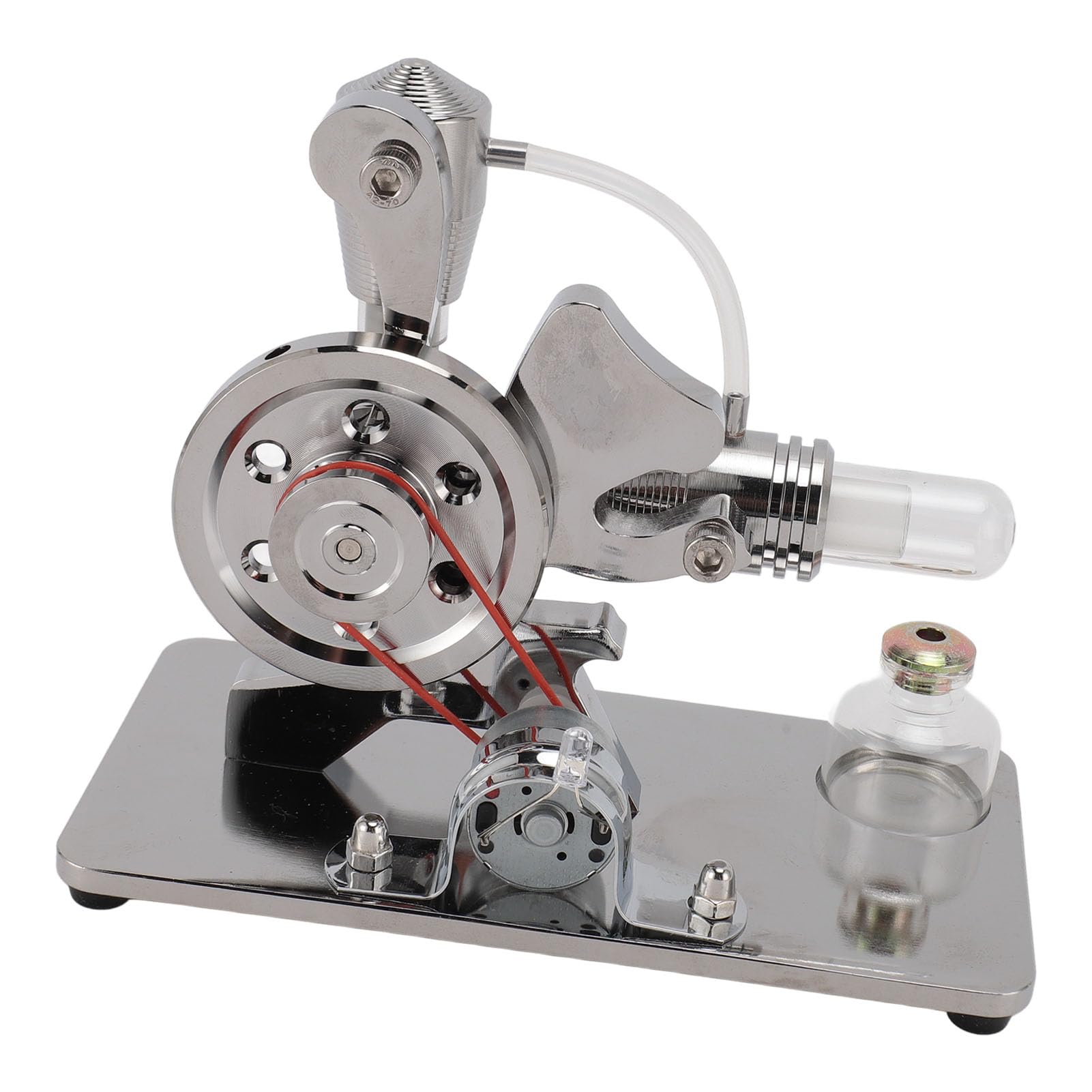 CHICIRIS Stirlingmotor-Motormodell, Buntes LED-Lernspielzeug für und Erwachsene, Aluminiumlegierung, 1 Einheit (Silver)