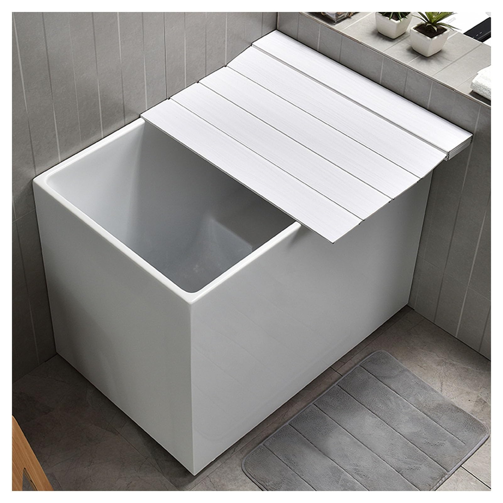 ZFUCMAYL Foldable Bathtub Tray,Shutter Bathtub Cover,White Bathtub Lid,PVC Plastic Board Suitable for SPA Bathroom and Bathhouse(70.86x31.49x0.23 Inches) (Size : 105x80x0.6cm)