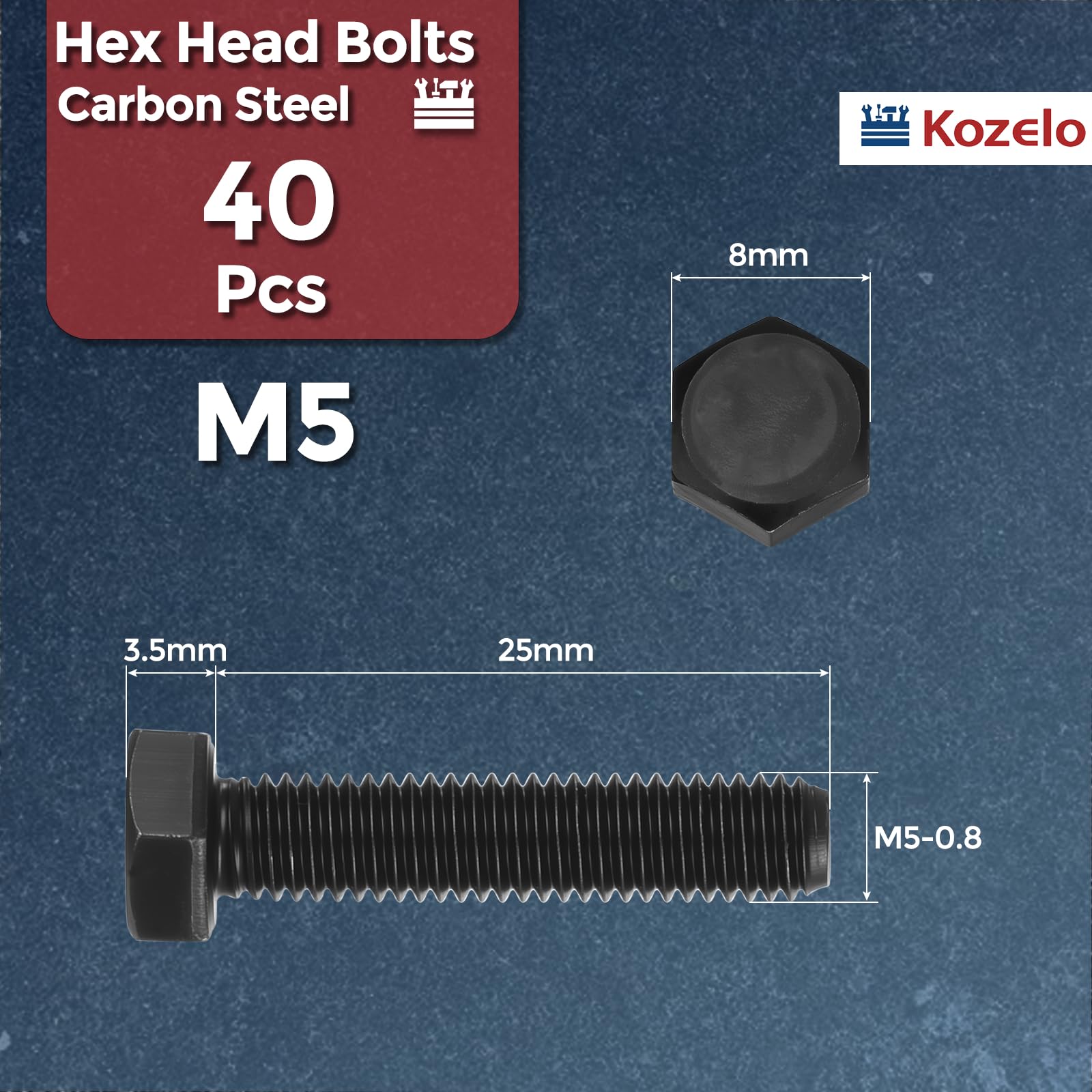 Kozelo 40 Pcs Hex Head Screws Bolts - Image 2