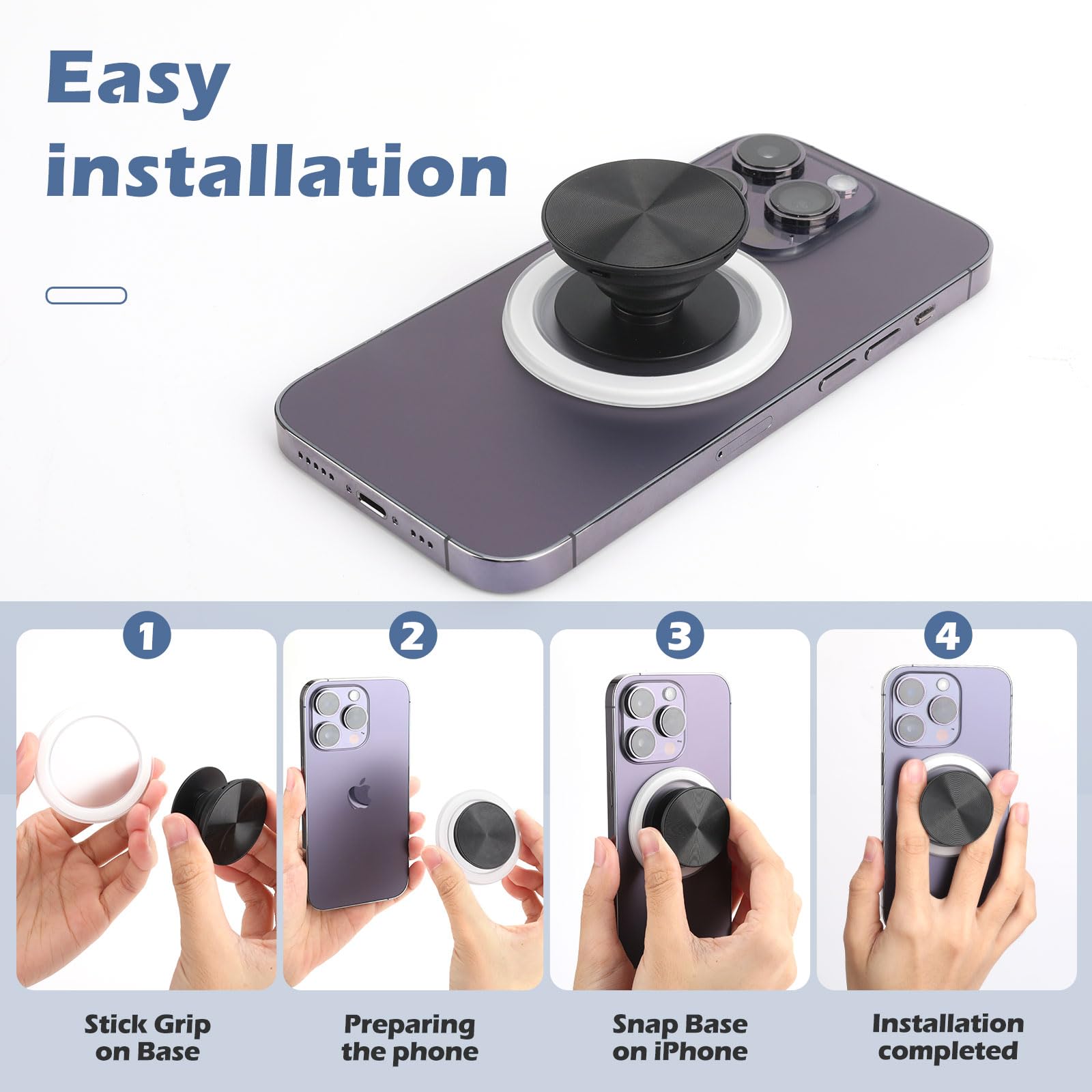 metisinno Base magnética básica compatible con agarres de teléfono PopSocket y fundas MagSafe para iPhone, color blanco metisinno Base magnética básica compatible con agarres de teléfono PopSocket y fundas MagSafe para iPhone, color blanco